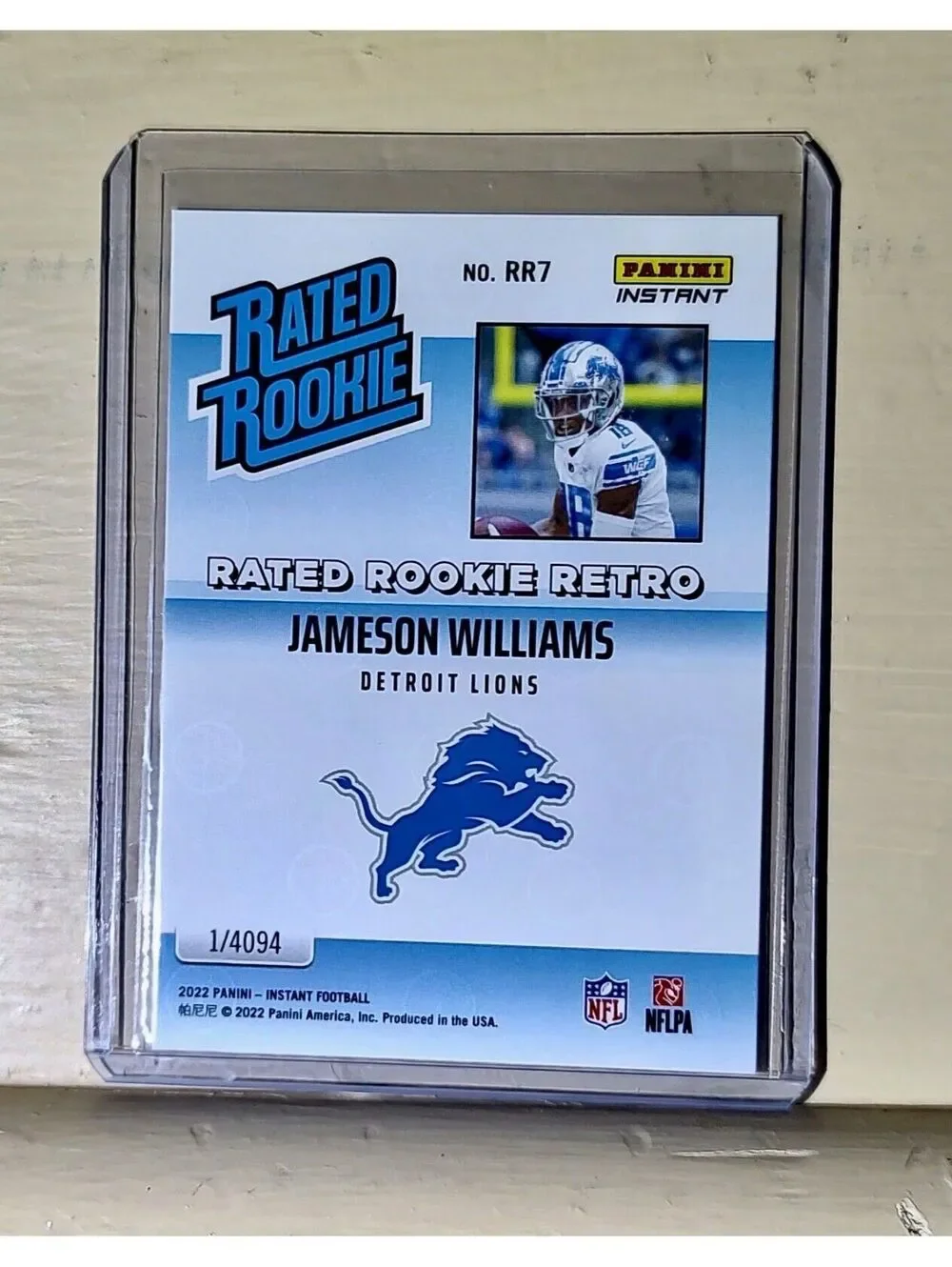 Jameson Williams 2022 NFL Panini #7 Rated Rookie Retro Football Card 1/4094